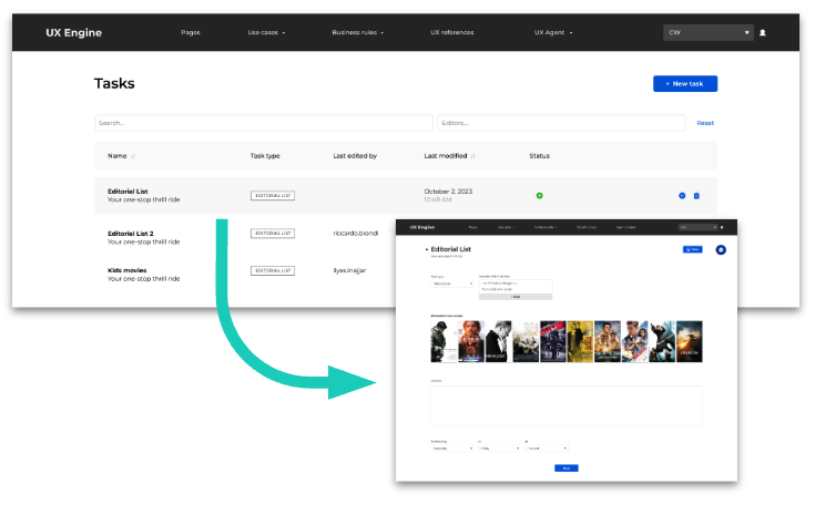 ContentWise UX Engine Agent Tasks